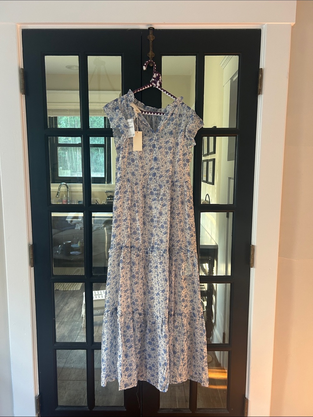 MELLODAY Blue Floral Tiered Maxi Dress